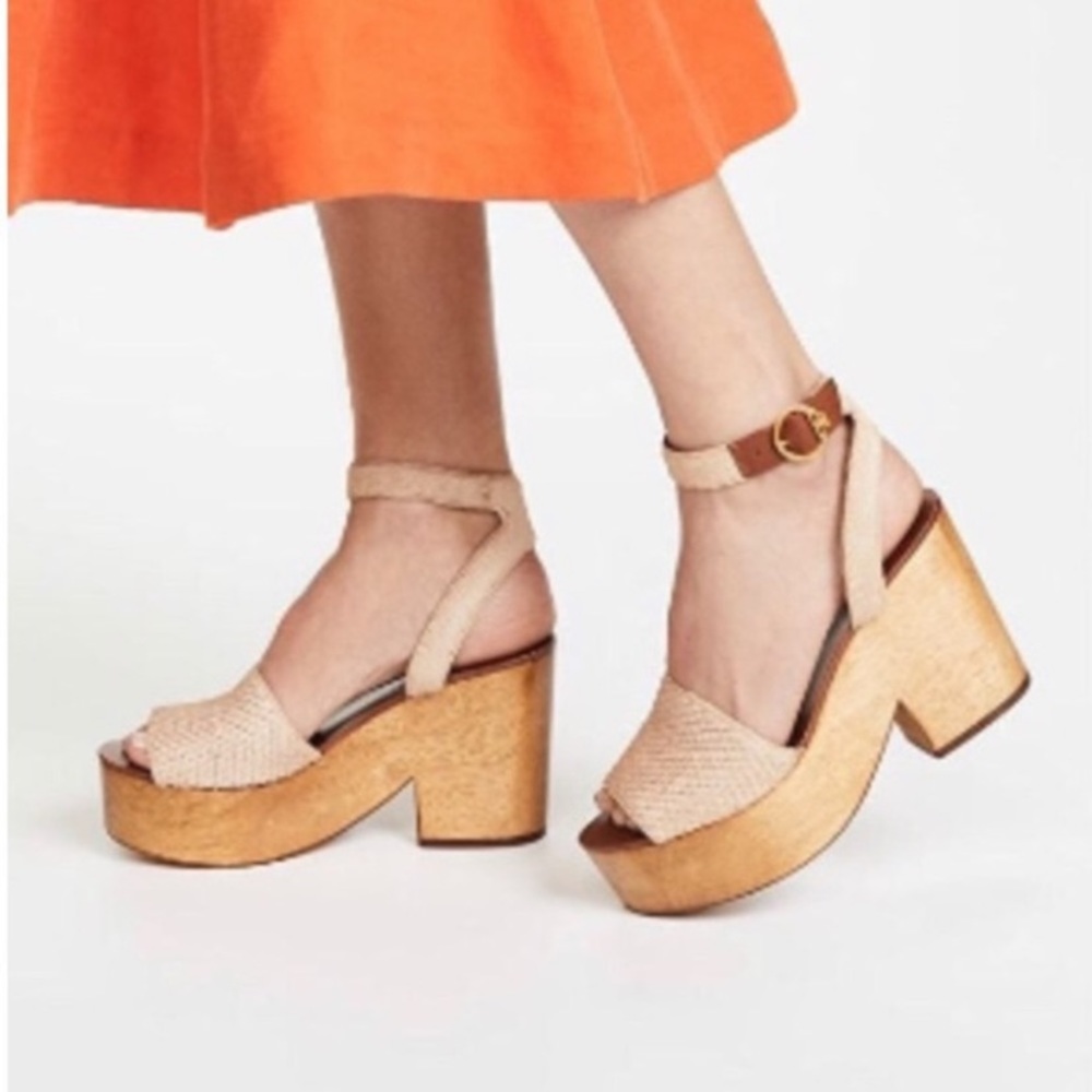 TORY BURCH CAMILLA PLATFORM RED LEATHR SANDAL EUC - Picture 4 of 14